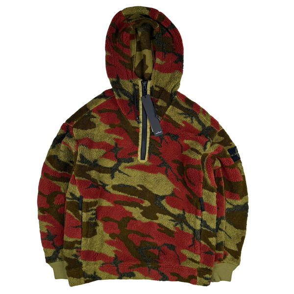 Stone Island 2022 Heritage Camo Teddy Fleece Pullover Hoodie  - Small