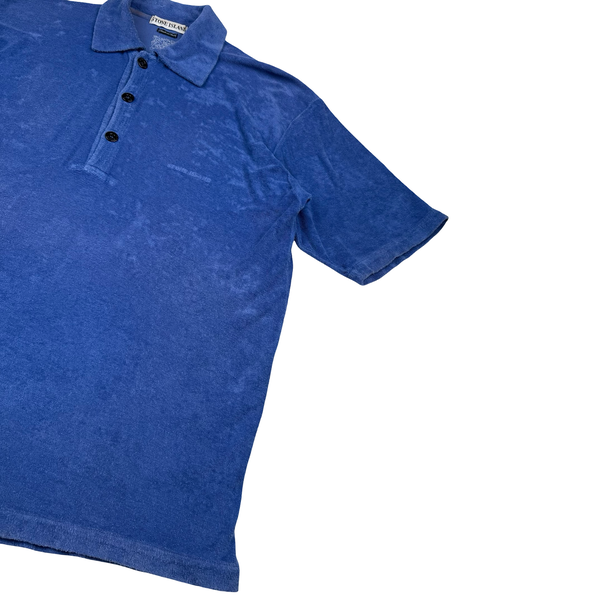 Stone Island Blue 1997 Vintage Towelling Polo T Shirt - Large