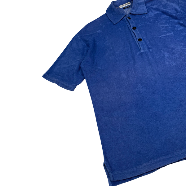 Stone Island Blue 1997 Vintage Towelling Polo T Shirt - Large