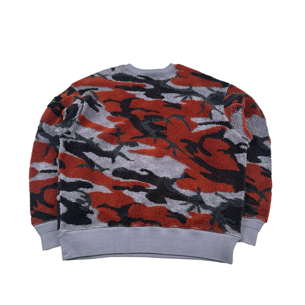 Stone Island 2022 Purple Camo Teddy Crewneck Sweatshirt - Large