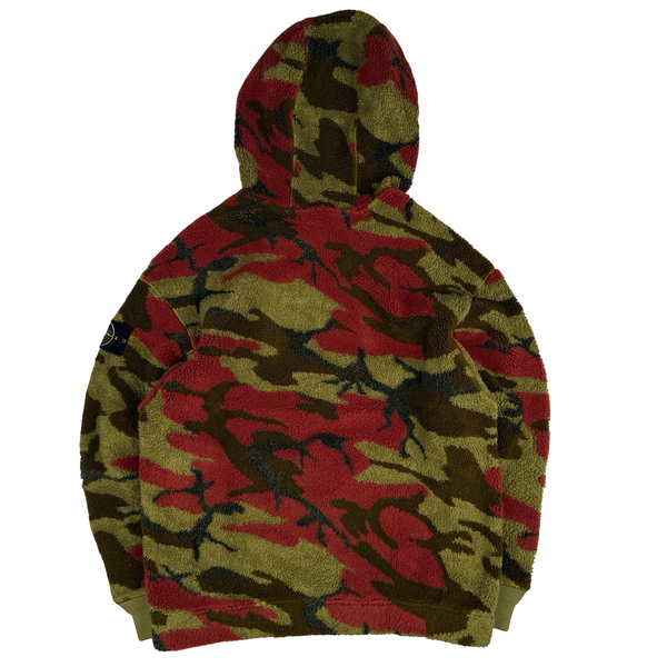 Stone Island 2022 Heritage Camo Teddy Fleece Pullover Hoodie  - Small