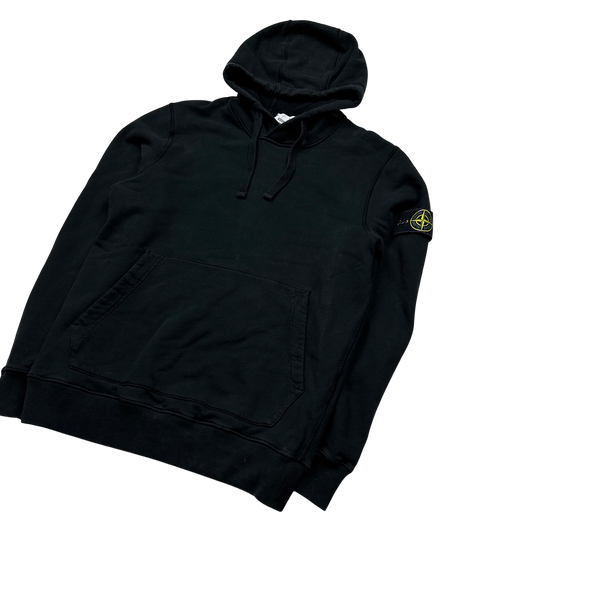 Stone Island 2021 Black Pullover Cotton Hoodie - Medium