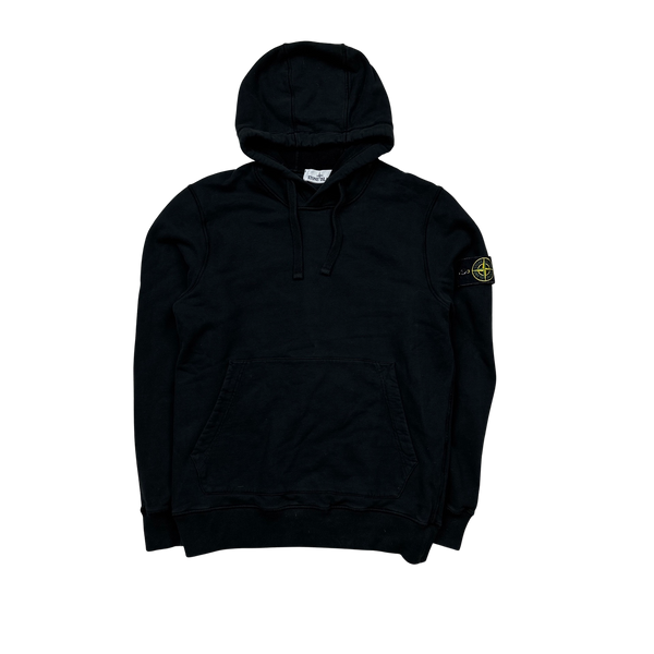Stone Island 2021 Black Pullover Cotton Hoodie - Medium