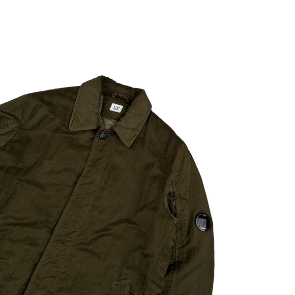 CP Company Khaki Nylon B Shimmer Lens Viewer Collared Jacket - Large