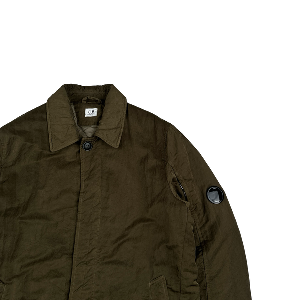 CP Company Khaki Nylon B Shimmer Lens Viewer Collared Jacket - Large