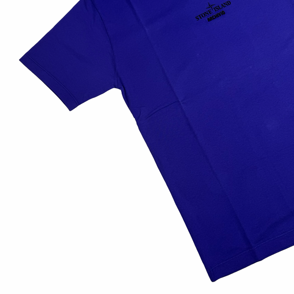 Stone Island 2022 Blue Raso Gommato Graphic Spellout T-Shirt - Large