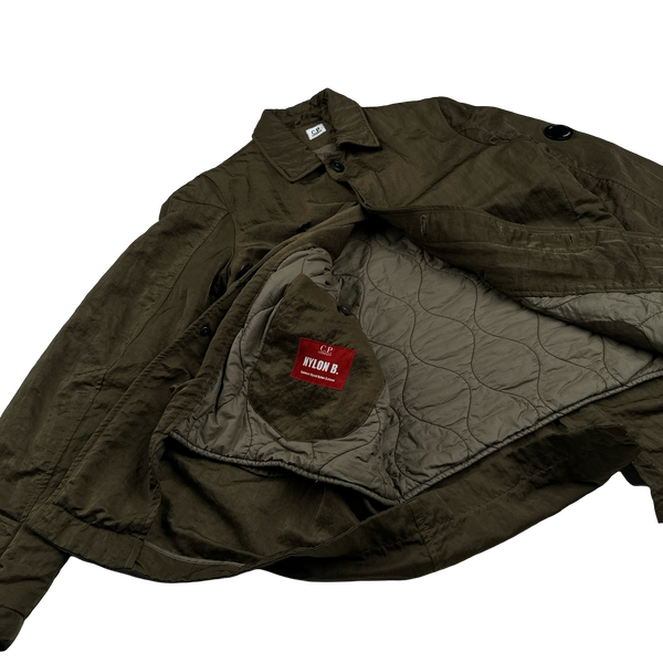 CP Company Khaki Nylon B Shimmer Lens Viewer Collared Jacket - Large