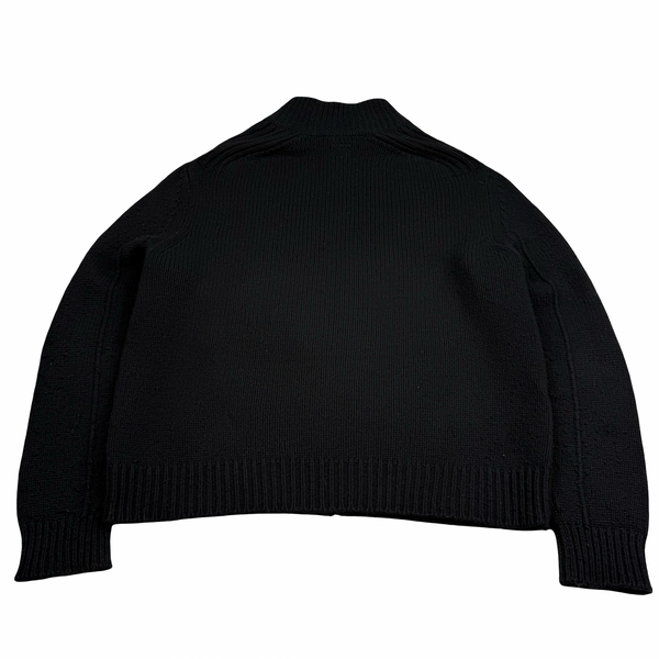 CP Company Mock Neck Black Wool Knit Chest Pocket Zip Jacket - XXL (54)