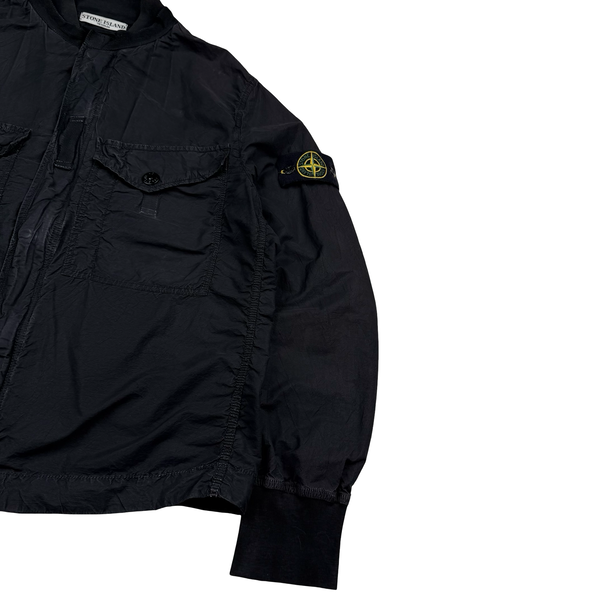 Stone Island 2010 Black Chest Zip Cotton Overshirt Jacket - Large