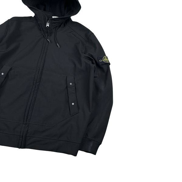 Stone Island 2020 Black Soft Shell Hooded Jacket - XXL
