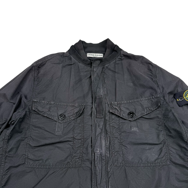 Stone Island 2010 Black Chest Zip Cotton Overshirt Jacket - Large
