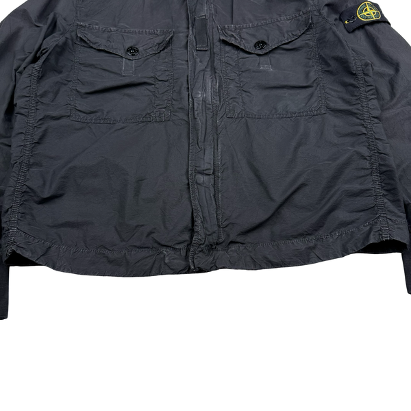 Stone Island 2010 Black Chest Zip Cotton Overshirt Jacket - Large