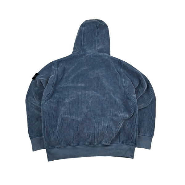 Stone Island Organic Cotton Corduroy 800 Frost Finish Hooded Jumper - Small