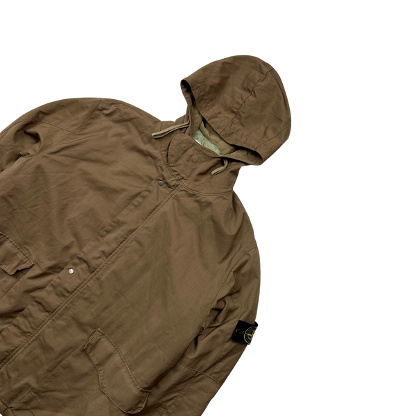 Stone Island 2001 Vintage Light Brown Quilted Parka Jacket - Large