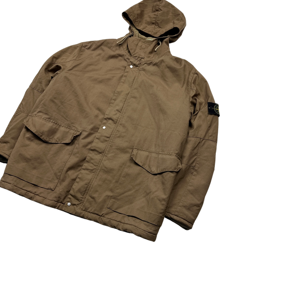 Stone Island 2001 Vintage Light Brown Quilted Parka Jacket - Large