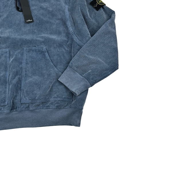 Stone Island Organic Cotton Corduroy 800 Frost Finish Hooded Jumper - Small