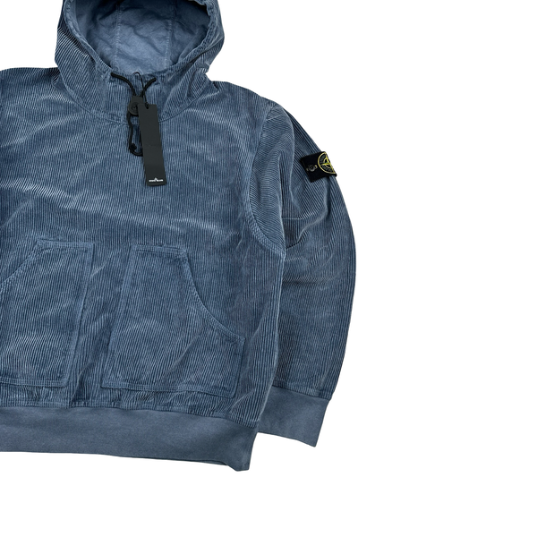Stone Island Organic Cotton Corduroy 800 Frost Finish Hooded Jumper - Small
