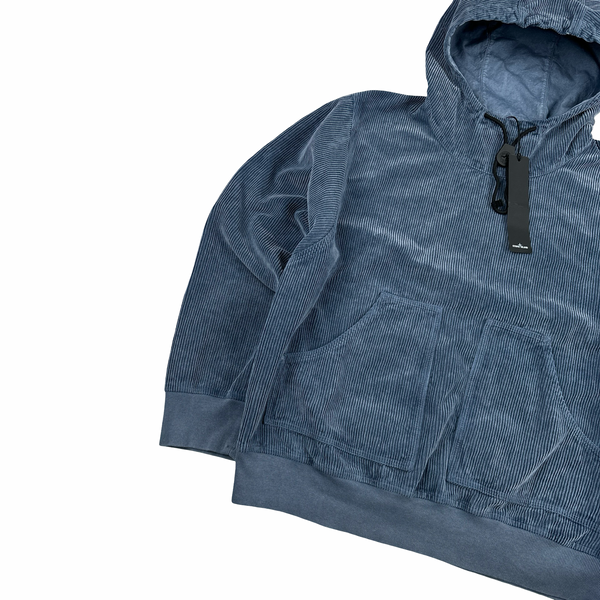 Stone Island Organic Cotton Corduroy 800 Frost Finish Hooded Jumper - Small