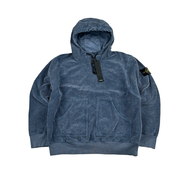 Stone Island Organic Cotton Corduroy 800 Frost Finish Hooded Jumper - Small