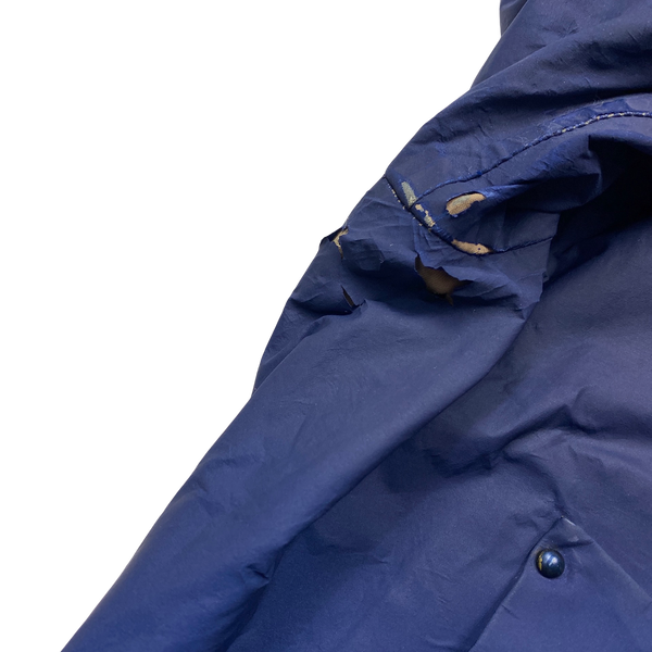Stone Island 2006 Blue Antiqued Reflective Hooded Jacket - Large