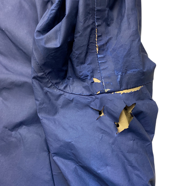 Stone Island 2006 Blue Antiqued Reflective Hooded Jacket - Large