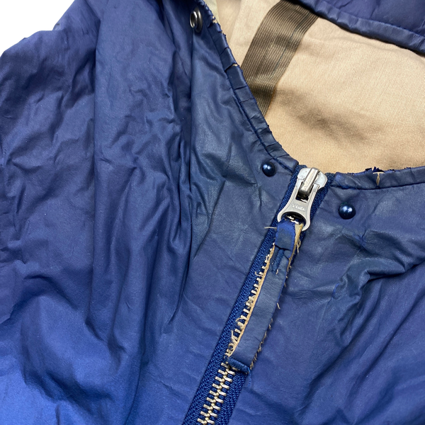 Stone Island 2006 Blue Antiqued Reflective Hooded Jacket - Large