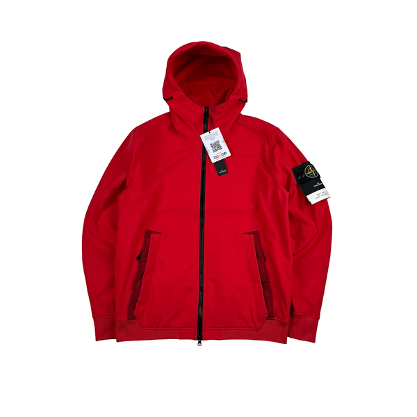 Stone Island 2022 Red E-Dye Soft Shell Jacket - Large