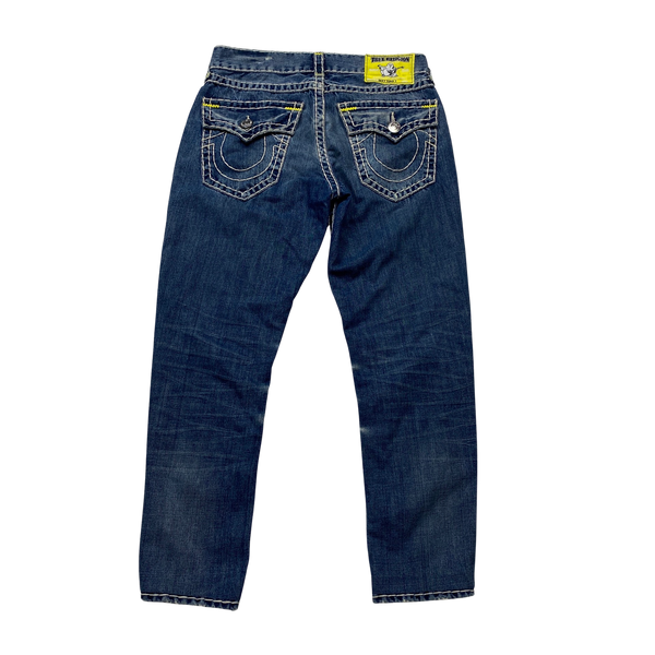 True Religion Yellow Contrast Stitch Ricky Super T Jeans - 32"