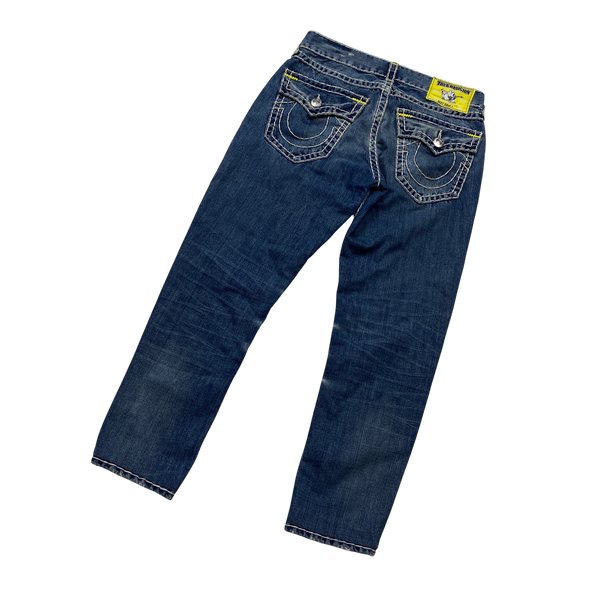 True Religion Yellow Contrast Stitch Ricky Super T Jeans - 32"