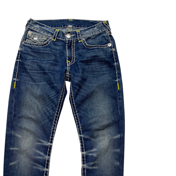 True Religion Yellow Contrast Stitch Ricky Super T Jeans - 32"