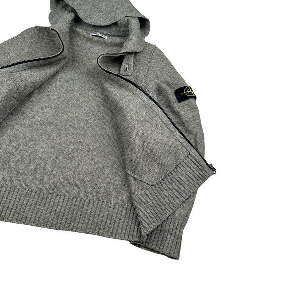 Stone Island 2011 Grey Zipped Wool Hoodie - Large