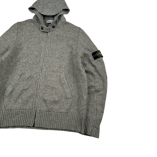 Stone Island 2011 Grey Zipped Wool Hoodie - Large