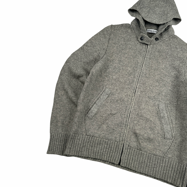 Stone Island 2011 Grey Zipped Wool Hoodie - Large