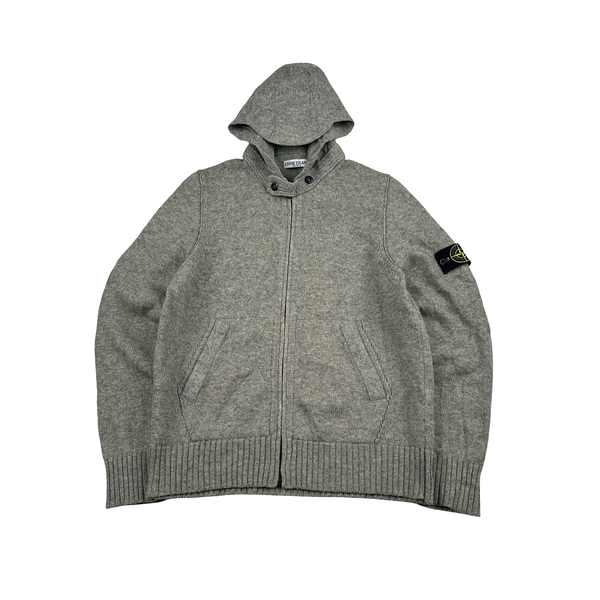 Stone Island 2011 Grey Zipped Wool Hoodie - Large