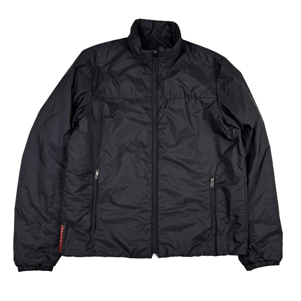 Prada Black Red Tab Quilted Zip Jacket - 3XL (58)