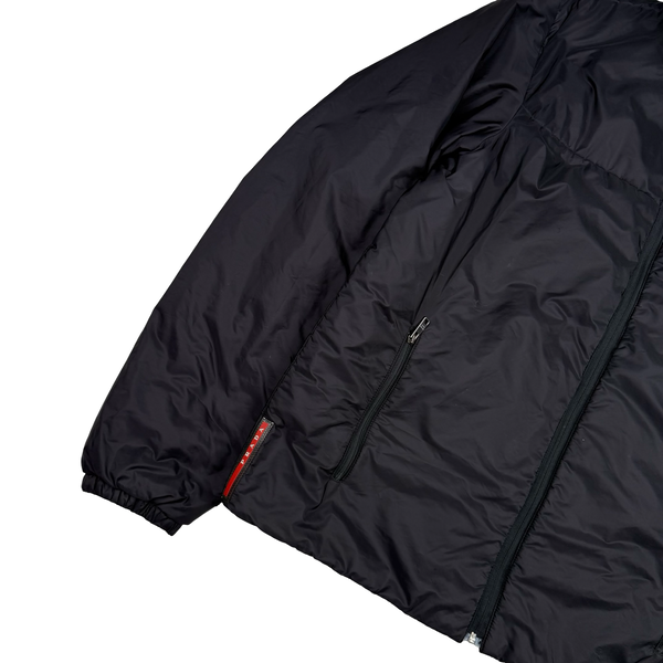 Prada Black Red Tab Quilted Zip Jacket - 3XL (58)