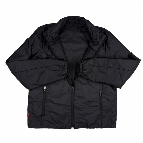 Prada Black Red Tab Quilted Zip Jacket - 3XL (58)