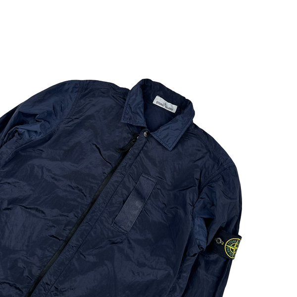 Stone Island Navy Nylon Metal Shimmer Overshirt - Small