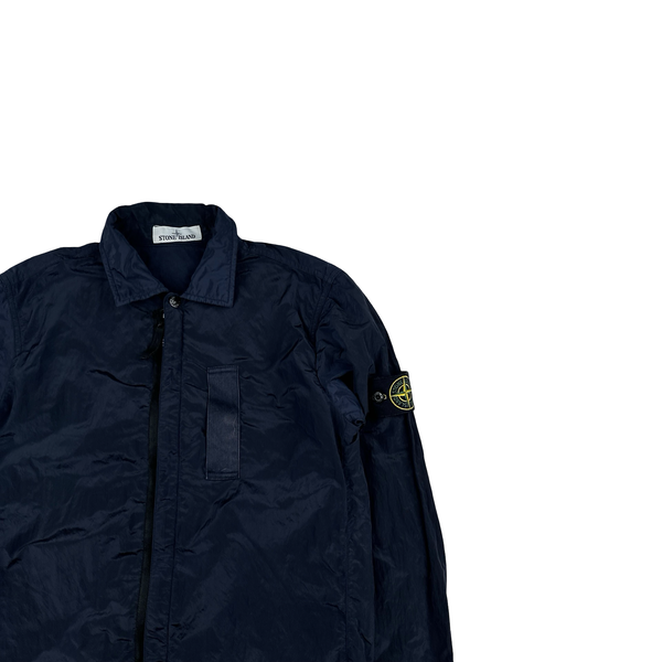 Stone Island Navy Nylon Metal Shimmer Overshirt - Small