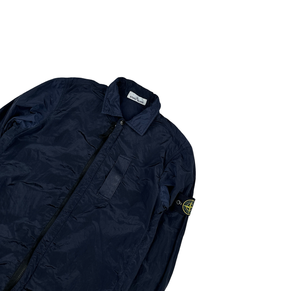 Stone Island Navy Nylon Metal Shimmer Overshirt - Small