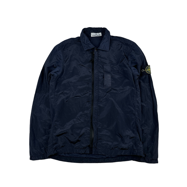 Stone Island Navy Nylon Metal Shimmer Overshirt - Small