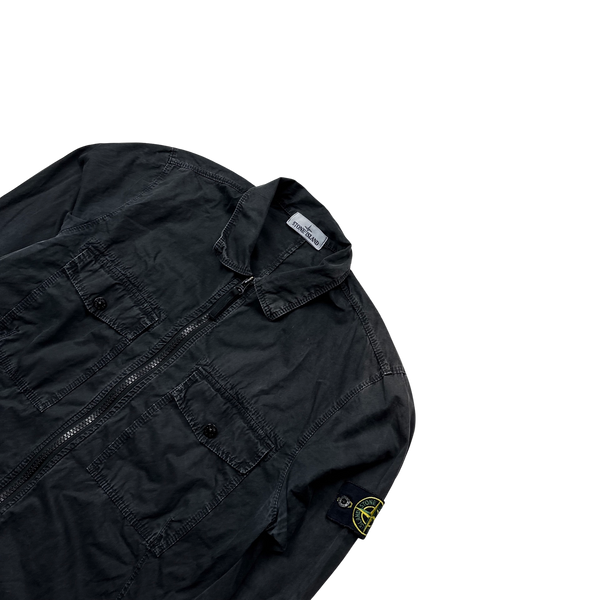 Stone Island 2019 Black Cotton Zipped Overshirt - Medium