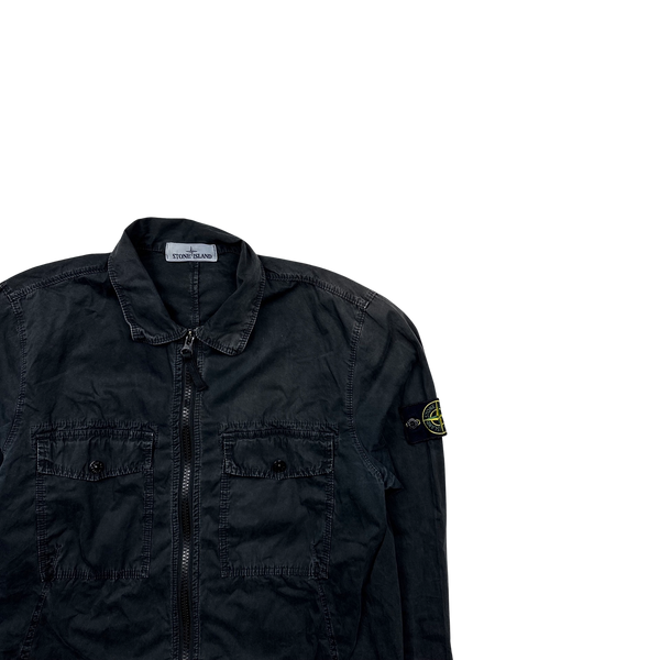 Stone Island 2019 Black Cotton Zipped Overshirt - Medium