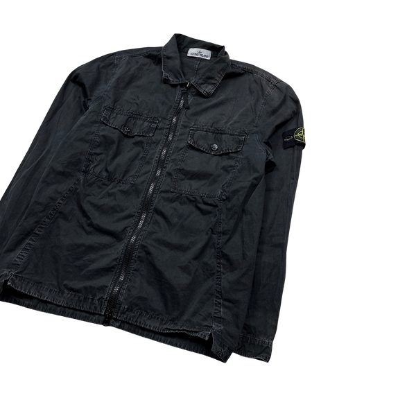 Stone Island 2019 Black Cotton Zipped Overshirt - Medium