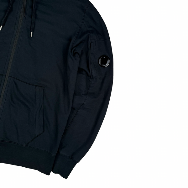 CP Company Black Cotton Lens Viewer Full Zip Hoodie - Medium