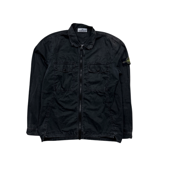 Stone Island 2019 Black Cotton Zipped Overshirt - Medium
