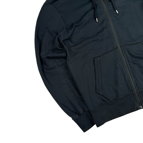 CP Company Black Cotton Lens Viewer Full Zip Hoodie - Medium