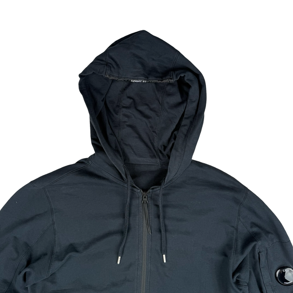 CP Company Black Cotton Lens Viewer Full Zip Hoodie - Medium