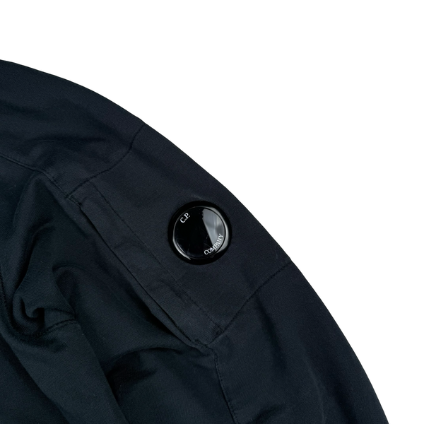 CP Company Black Cotton Lens Viewer Full Zip Hoodie - Medium