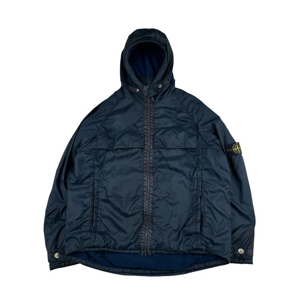 Stone Island 2000 Navy Vintage Fleece Lined Nylon Jacket - Large